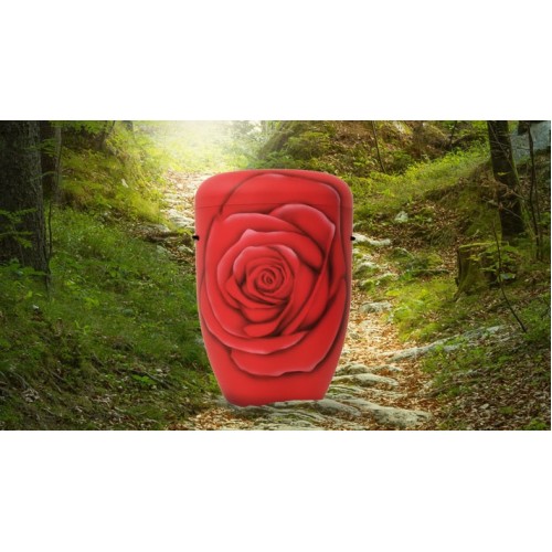 Hand Pained Biodegradable Cremation Ashes Funeral Urn / Casket – Flowering Rose